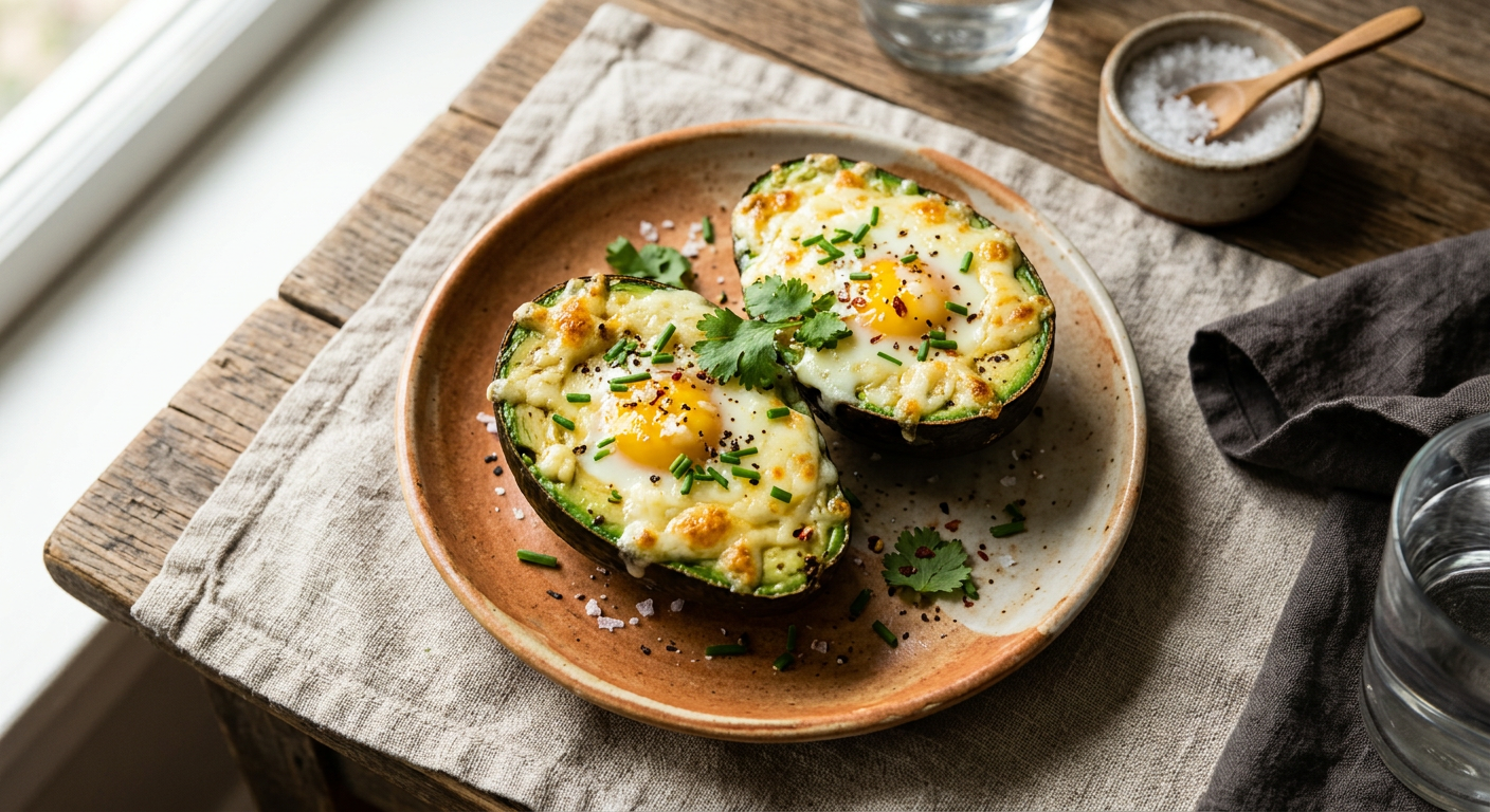 Cheesy Baked Eggs in Avocado
