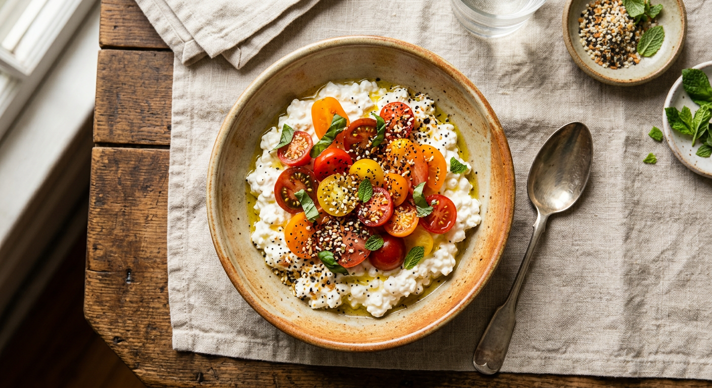 Cottage Cheese & Tomato with Everything Bagel Seasoning