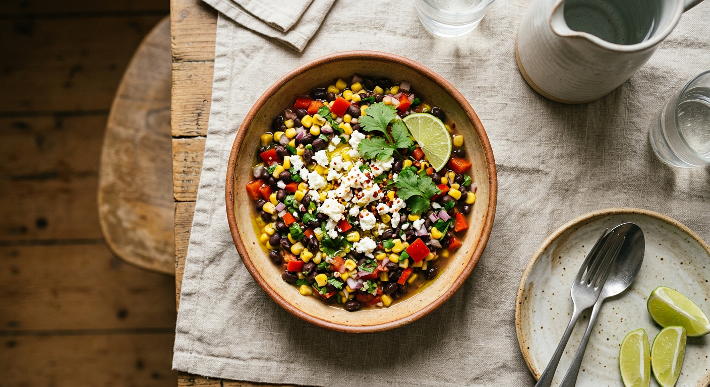 Hearty Black Bean & Corn Salsa with Feta