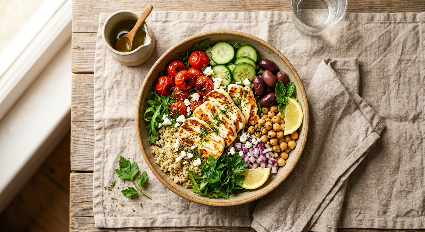 Mediterranean Halloumi & Quinoa Bowl