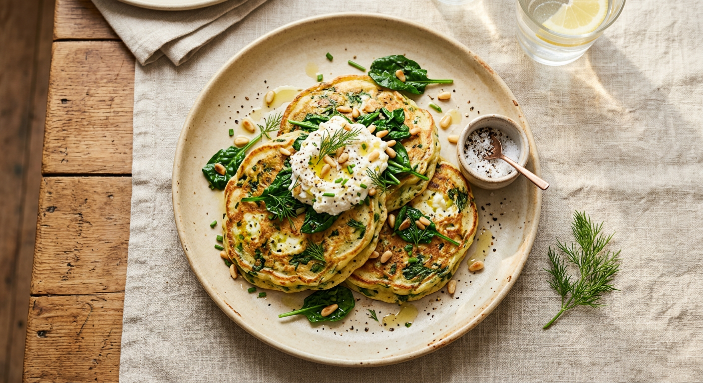 Savoury Spinach & Ricotta Pancakes