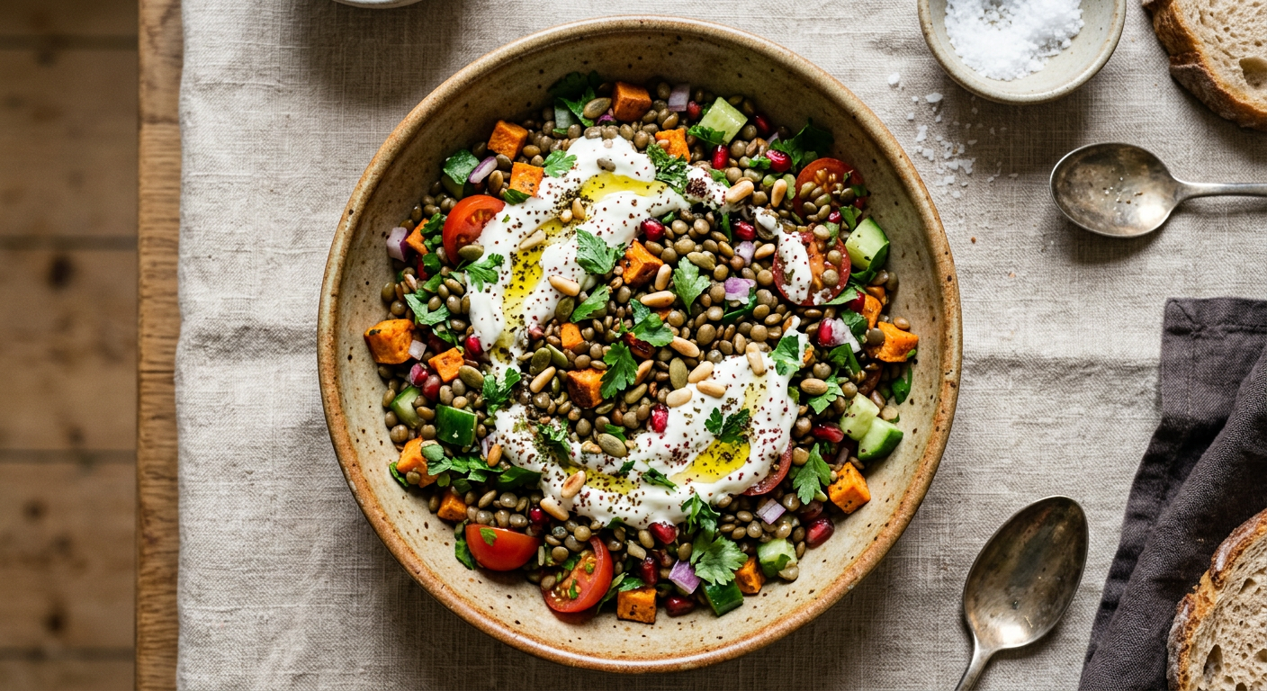 Spiced Lentil Salad with Yoghurt Dressing