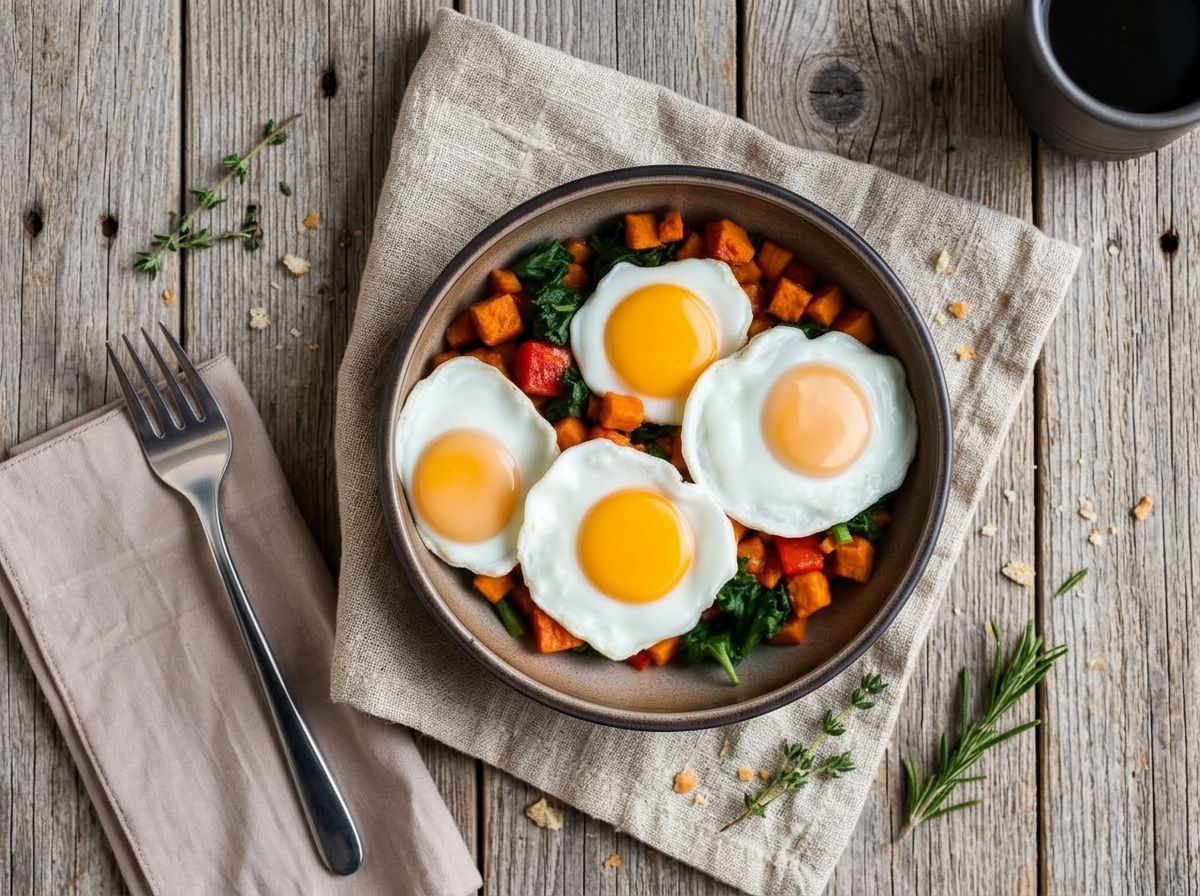 Sweet Potato Hash with Baked Eggs