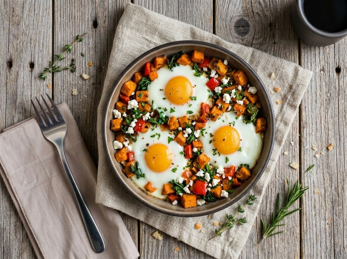 Sweet Potato Hash with Baked Eggs