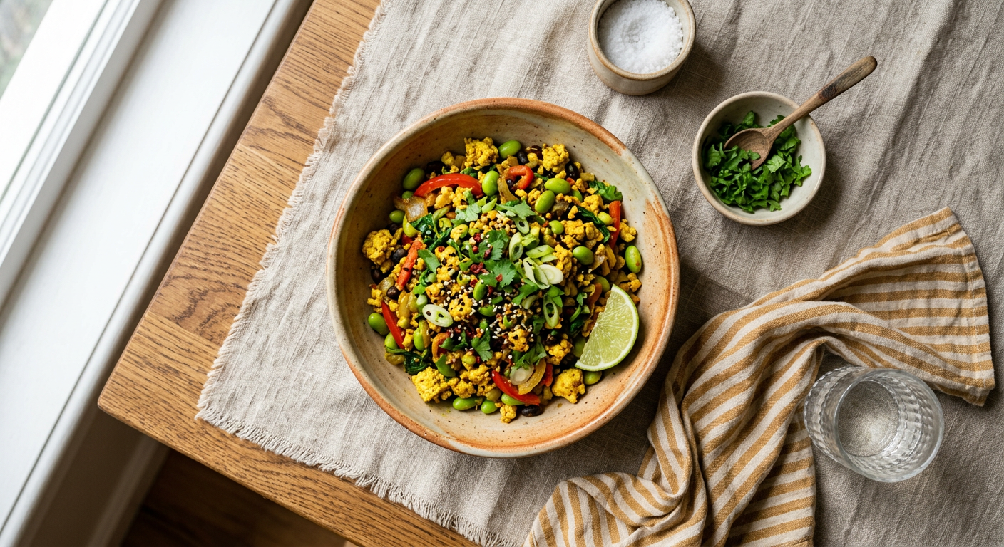 Turmeric Spiced Tofu & Edamame Scramble
