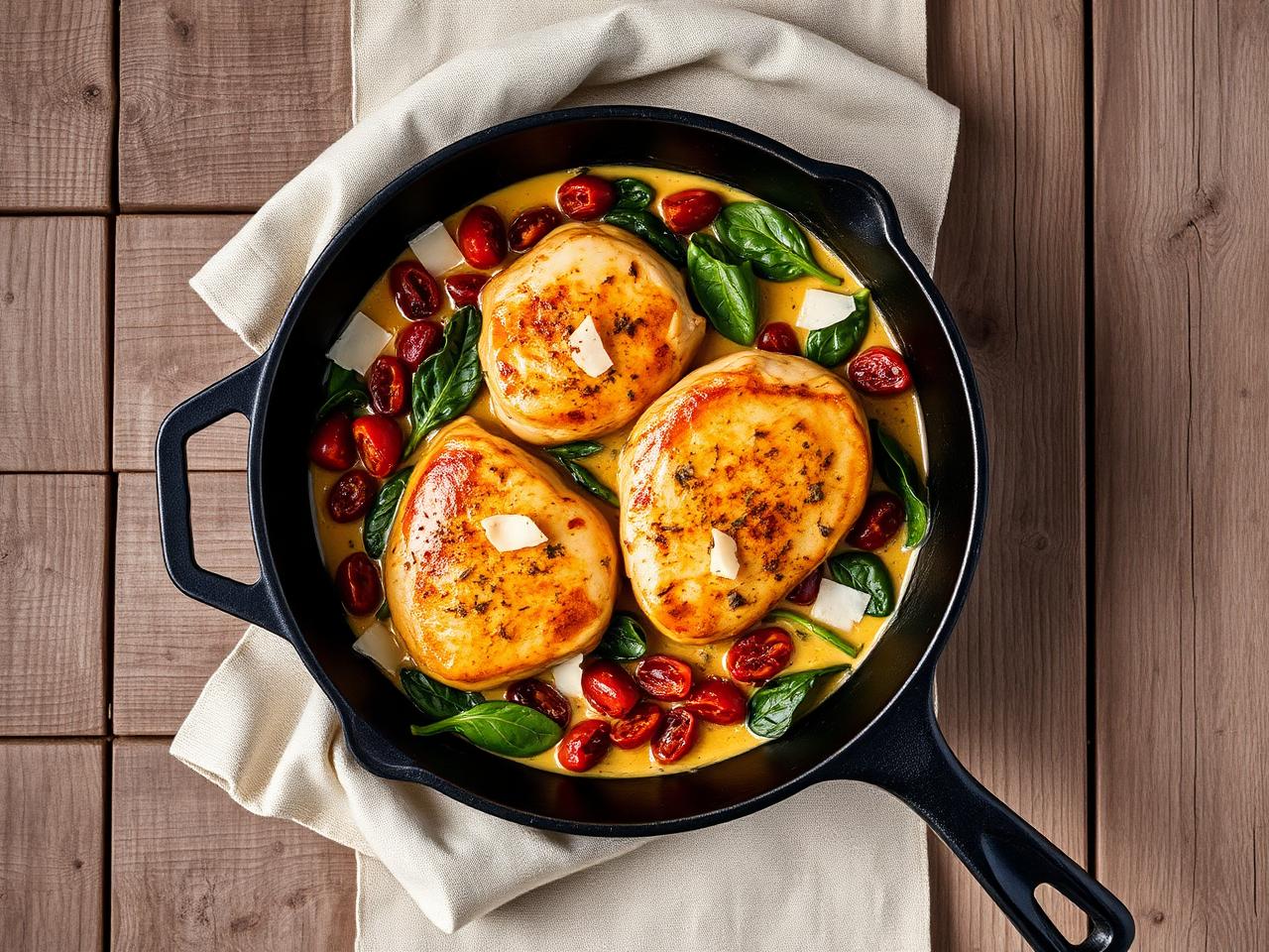 Tuscan Chicken Skillet with Spinach & Sun-Dried Tomato